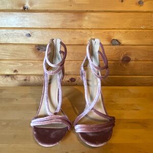 Charlotte Russe Pink Velvet Strappy Heels